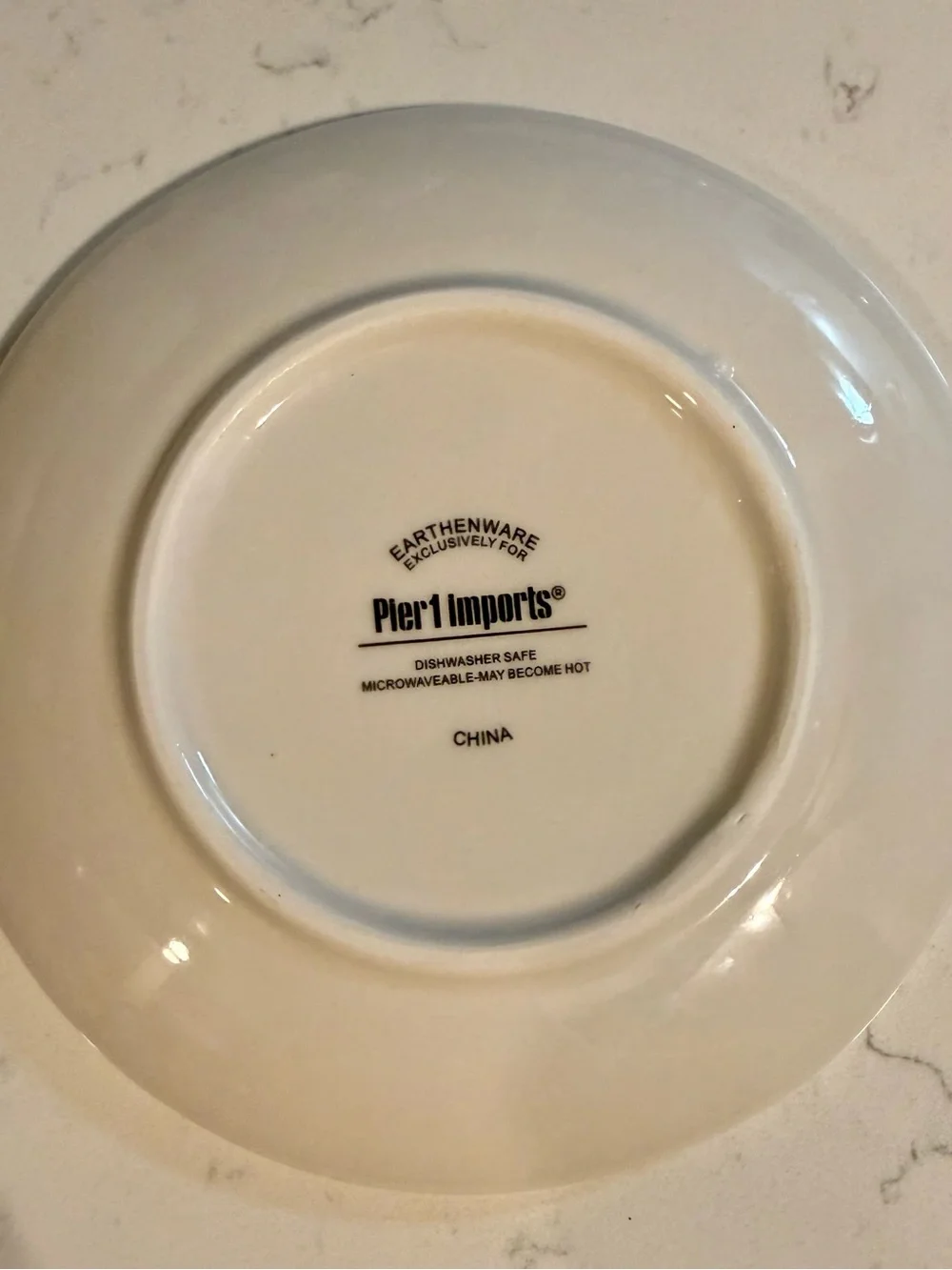 Pier 1 Cream & Blue Earthenware Plate